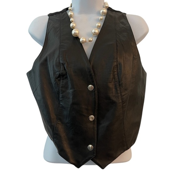 Wilson’s Leather Experts Women’s Black Vest Sz M – Vintage 90s Biker Grunge - Picture 4 of 9
